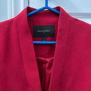 Red Collarless Blazer from Banana Republic